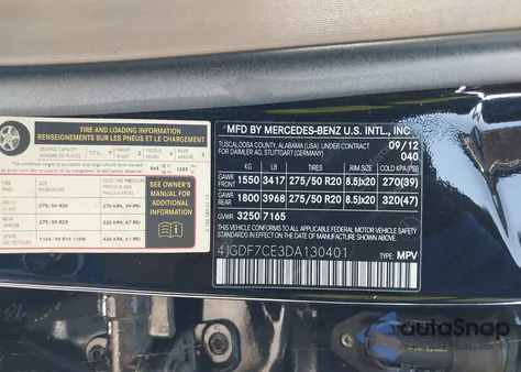 2013 Mercedes-Benz Gl 450 4Matic z USA, uszkodzony, nr VIN 4JGDF7CE3DA130401